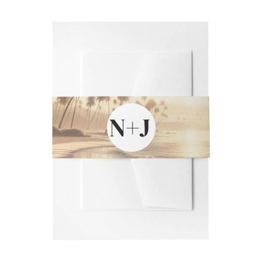 パームツリーズオレンジサンセットビーチ結婚式 招待状ベリーバンド (正面例)