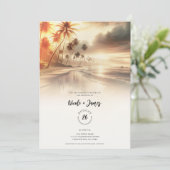 パームツリーズオレンジサンセットビーチ結婚式 招待状 (スタンド正面)