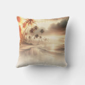 パームツリーズオレンジサンセットビーチ クッション (裏面)