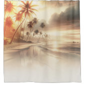 パームツリーズオレンジサンセットビーチ シャワーカーテン (正面)