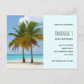 パームツリーズオンザトロピカルビーチ誕生日招待状 インビテーションポストカード (正面)