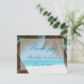 パームツリーズオンビーチ結婚式サンキューポストカード ポストカード (スタンド正面)