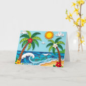 パームツリーズオンビーチ | バースデー カード (黄色い花)