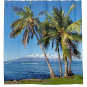 パームツリーズオーバーモロキニハワイビーチ シャワーカーテン (正面)