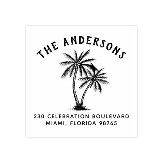 パームツリーズカーブ文字ファミリー名差出人住所 ラバースタンプ (インプリント)