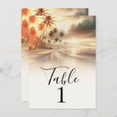 パームツリーズコーストビーチサンライズテーブル番号 招待状 (正面/裏面)