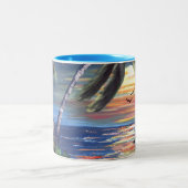 パームツリーズサンセット絵画海ズ ツートーンマグカップ (中央)
