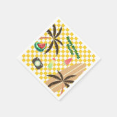 パームツリーズサーフ市松模様にボードサマーパーティー スタンダードカクテルナプキン (角)