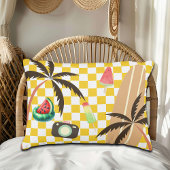 パームツリーズサーフ市松模様にボードサマー アクセントクッション