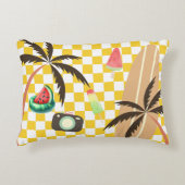 パームツリーズサーフ市松模様にボードサマー アクセントクッション (正面)