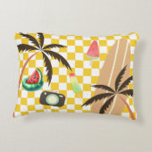 パームツリーズサーフ市松模様にボードサマー アクセントクッション (裏面)
