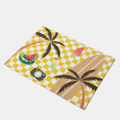 パームツリーズサーフ市松模様にボードサマー ドアマット (アングル)