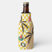 パームツリーズサーフ市松模様にボードサマー ボトルクーラー (ボトル正面)