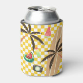 パームツリーズサーフ市松模様にボードサマー 缶クーラー (缶正面)