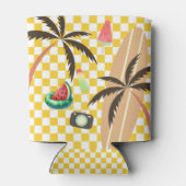 パームツリーズサーフ市松模様にボードサマー 缶クーラー (裏面)