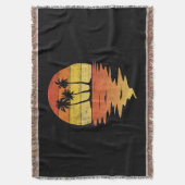 パームツリーズシャツレトロサンセット70sヴィンテージパームトレー スローブランケット (正面縦)