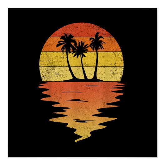 パームツリーズシャツレトロサンセット70sヴィンテージパームトレー ポスター (正面)
