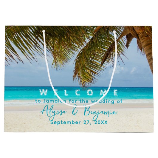 パームツリーズデスティネーションウェディングウェルカム紙バッグ ラージペーパーバッグ (正面)