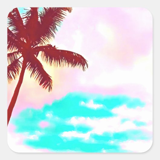 パームツリーズトロピカルアイランドライフ スクエアシール (正面)