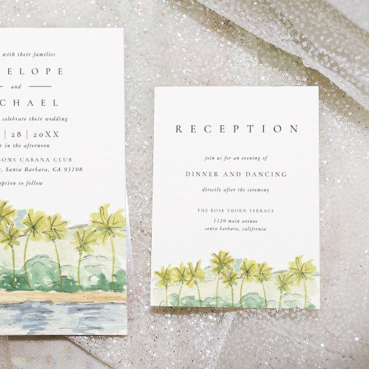 パームツリーズトロピカルウェディングレセプションエンクロージャ 招待状