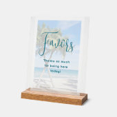 パームツリーズトロピカルウェディングレセプション アクリルサイン (傾斜)