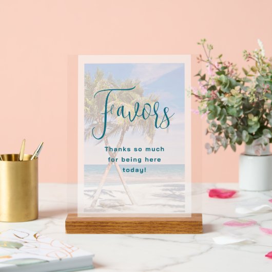 パームツリーズトロピカルウェディングレセプション アクリルサイン (ウェディング)