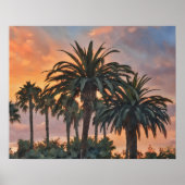 パームツリーズトロピカルサンセットウォーターカラーアート ポスター (正面)