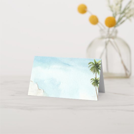 パームツリーズトロピカルサンドビーチエキゾチック結婚ズ プレイスカード (裏面)