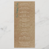 パームツリーズトロピカルティール(緑がかった色)ビーチ結婚式プログラム プログラム (裏面)