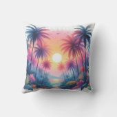 パームツリーズトロピカルビーチピンクサンセット クッション (裏面)