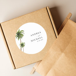 パームツリーズトロピカルビーチ目的地の結婚式 ラウンドシール