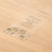 パームツリーズトロピカルビーチ結婚式 アクリル招待状 (レイダウン)