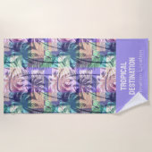 パームツリーズパターンカスタム文字 ビーチタオル (正面)