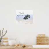 パームツリーズビーチトロピカルブライダルシャワーバナー ポスター (キッチン)