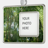 パームツリーズフォレストトロピカル自然 シルバープレートフレームオーナメント (左)