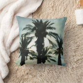 パームツリーズブルーサンセットトロピカルスタイル クッション (ブランケット)