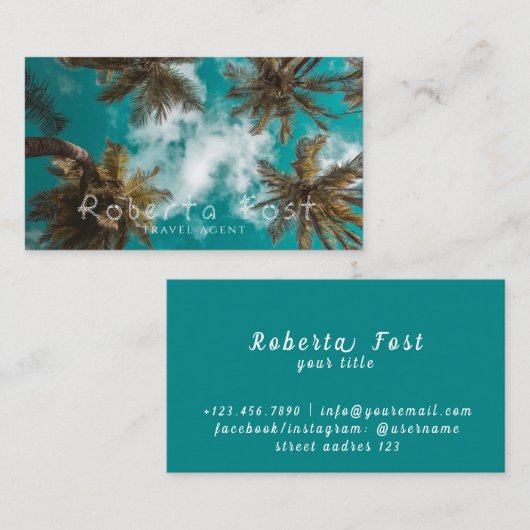 パームツリーズブルー旅行代理店名刺 名刺 (正面/裏面)
