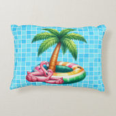 パームツリーズプールパーティーフラミンゴ アクセントクッション (裏面)