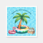 パームツリーズプールパーティーフラミンゴ スタンダードカクテルナプキン (正面)