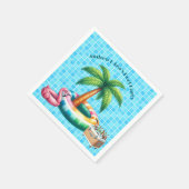 パームツリーズプールパーティーフラミンゴ スタンダードカクテルナプキン (角)