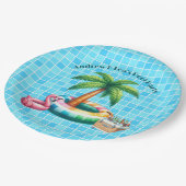 パームツリーズプールパーティーフラミンゴ ペーパープレート (アングル)
