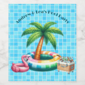 パームツリーズプールパーティーフラミンゴ ワインラベル (シングルラベル)