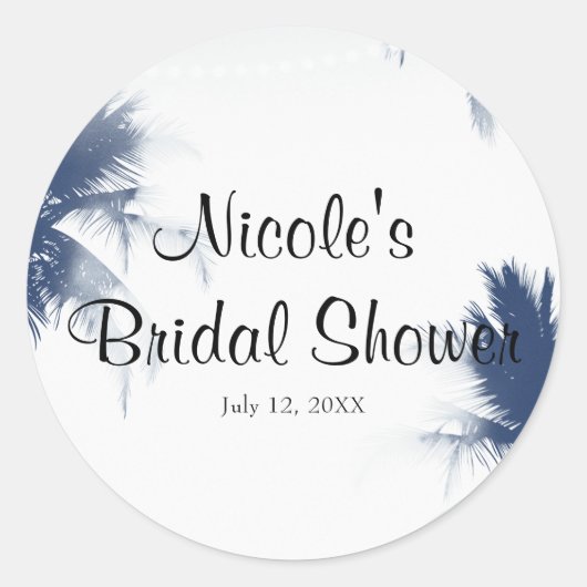 パームツリーズホワイトグラモールシックモダントロピカル ラウンドシール (正面)