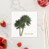 パームツリーズホワイト&金ゴールドエレガントウェディングナプキンス スタンダードカクテルナプキン (インサイチュ)