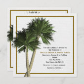 パームツリーズホワイト&金ゴールドエレガントウェディング招待状 招待状 (正面/裏面)