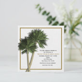 パームツリーズホワイト&金ゴールドエレガントウェディング招待状 招待状 (スタンド正面)