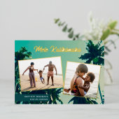 パームツリーズメレカリキマカ2枚フォトコラージュ 箔シーズンカード (立ち正面)