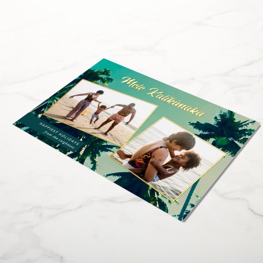 パームツリーズメレカリキマカ2枚フォトコラージュ 箔シーズンカード (回転した状態)