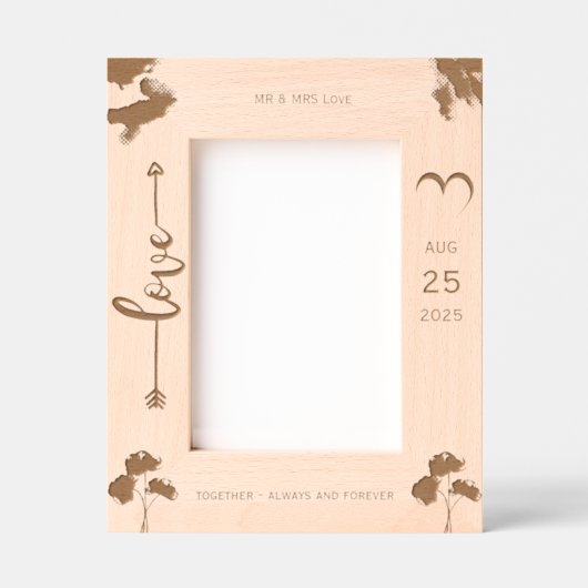 パームツリーズロマンチックビーチ結婚式フレーム レーザー彫刻フレーム (正面)