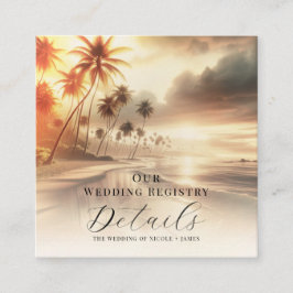 パームツリーズ沿岸ビーチサンライズレジストリQRコード スクエア名刺